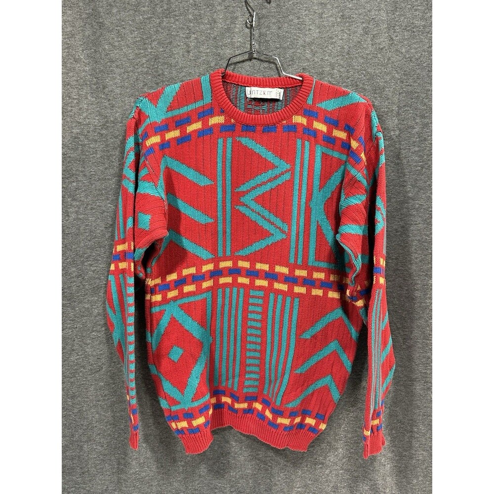 Vintage Jantzen Geometric Colorful Mens LT Sweater Made in USA